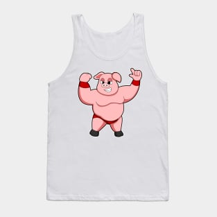 Pig as Bodybuilder with big Belly Tank Top